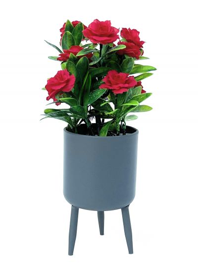 DanDiBo Flower Pot with Feet Plant Pot Planter with Legs Metal Grey 17 cm 96260 S Modern Plant Stand