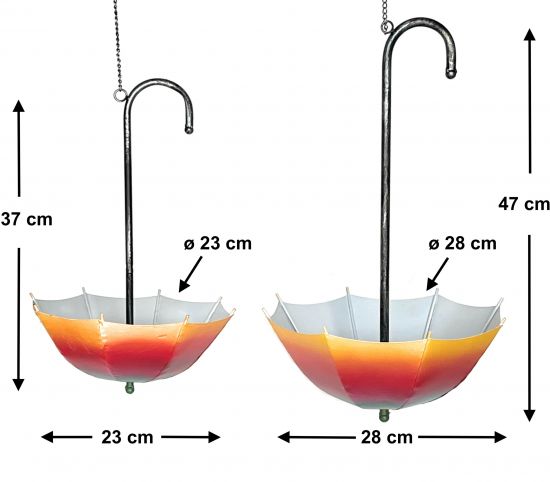 DanDiBo Blumenampel Metall Hängeampel mit Topf Innen Außen Regenschirm Hängepflanzen 2er Set 96258 Pflanzenhänger Blumenhänger Topfhänger Blumen