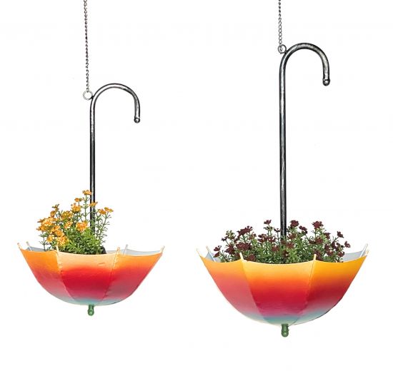 DanDiBo Blumenampel Metall Hängeampel mit Topf Innen Außen Regenschirm