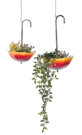 DanDiBo Blumenampel Metall Hängeampel mit Topf Innen Außen Regenschirm Hängepflanzen 2er Set 96258 Pflanzenhänger Blumenhänger Topfhänger Blumen