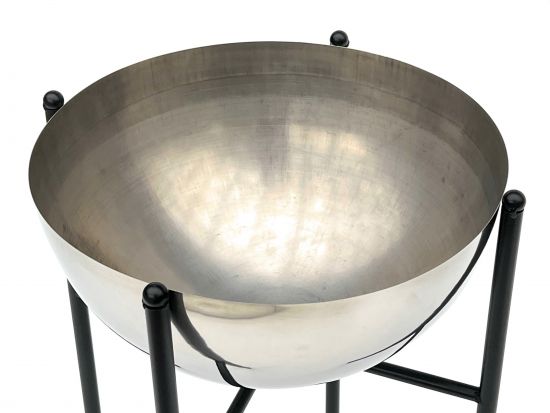DanDiBo Flower Stool Metal with Pot Black Silver 45 cm Flower Stand 96257 L Flower Column Modern Plant Stand Plant Stool