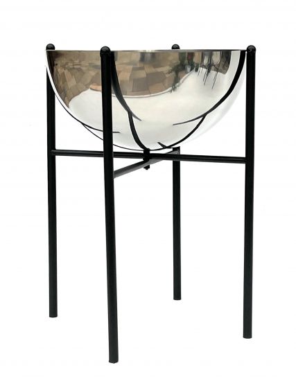 DanDiBo Flower Stool Metal with Pot Black Silver 45 cm Flower Stand 96257 L Flower Column Modern Plant Stand Plant Stool