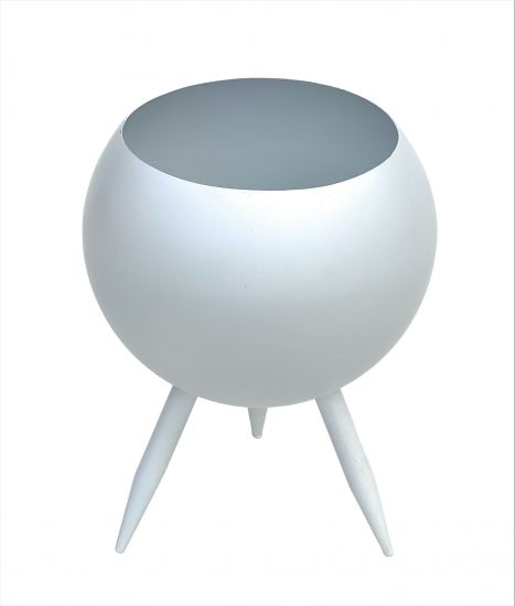 DanDiBo Blumenhocker Metall mit Topf Weiß 27 cm Blumenständer 96259 L Blumensäule Modern Pflanzenständer Pflanzenhocker
