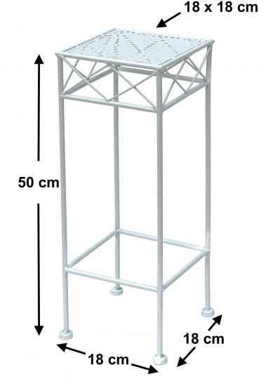 DanDiBo Blumenhocker Weiß Metall Eckig 50 cm Blumenständer 96314 S Beistelltisch Blumensäule Modern Pflanzenständer Pflanzenhocker