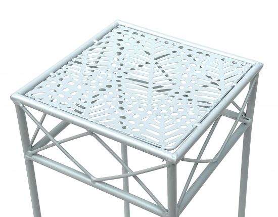 DanDiBo Blumenhocker Weiß Metall Eckig 50 cm Blumenständer 96314 S Beistelltisch Blumensäule Modern Pflanzenständer Pflanzenhocker