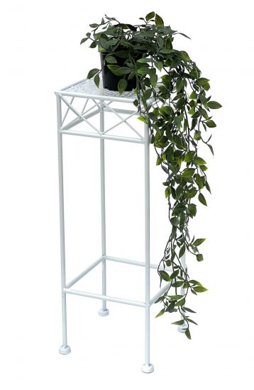 DanDiBo Blumenhocker Weiß Metall Eckig 50 cm Blumenständer 96314 S Beistelltisch Blumensäule Modern Pflanzenständer Pflanzenhocker