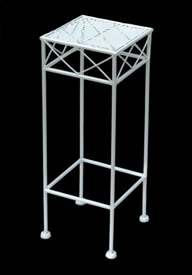 DanDiBo Blumenhocker Weiß Metall Eckig 50 cm Blumenständer 96314 S Beistelltisch Blumensäule Modern Pflanzenständer Pflanzenhocker