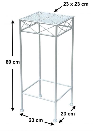 DanDiBo Blumenhocker Weiß Metall Eckig 60 cm Blumenständer 96314 M Beistelltisch Blumensäule Modern Pflanzenständer Pflanzenhocker