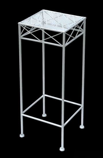 DanDiBo Blumenhocker Weiß Metall Eckig 60 cm Blumenständer 96314 M Beistelltisch Blumensäule Modern Pflanzenständer Pflanzenhocker