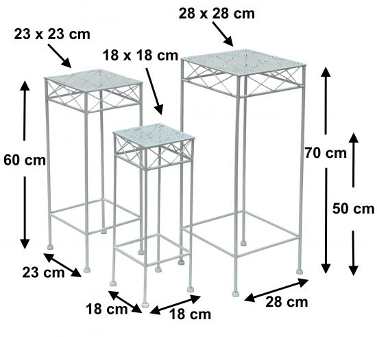 DanDiBo Blumenhocker Weiß Metall Eckig Blumenständer 96314 3er Set Beistelltisch Blumensäule Modern Pflanzenständer Pflanzenhocker