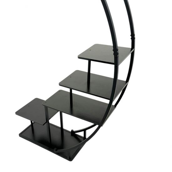 DanDiBo Blumenregal indoor 170 cm Hoch Metall Schwarz Halbrund 96585 Blumentreppe Groß Rund Pflanzenständer Modern Design