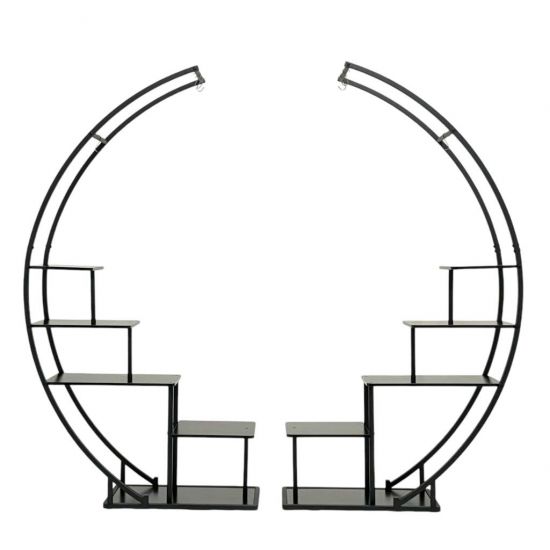 DanDiBo Blumenregal indoor 170 cm Hoch Metall Schwarz Rund 96586 Blumentreppe Groß Halbrund Pflanzenständer Modern Design