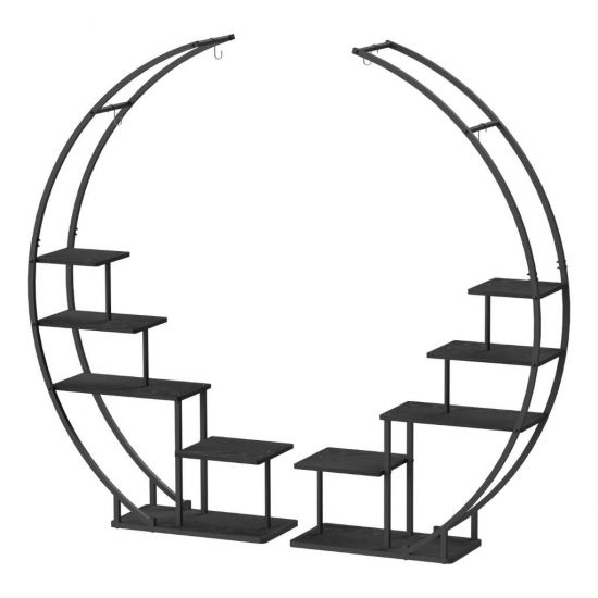 DanDiBo Blumenregal indoor 170 cm Hoch Metall Schwarz Rund 96586 Blumentreppe Groß Halbrund Pflanzenständer Modern Design