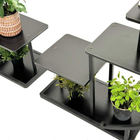 DanDiBo Blumenregal indoor 170 cm Hoch Metall Schwarz Rund 96586 Blumentreppe Groß Halbrund Pflanzenständer Modern Design