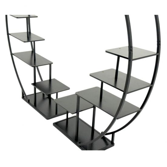 DanDiBo Blumenregal indoor 170 cm Hoch Metall Schwarz Rund 96586 Blumentreppe Groß Halbrund Pflanzenständer Modern Design