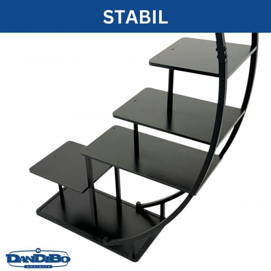 DanDiBo Blumenregal indoor 170 cm Hoch Metall Schwarz Halbrund 96585 Blumentreppe Groß Rund Pflanzenständer Modern Design