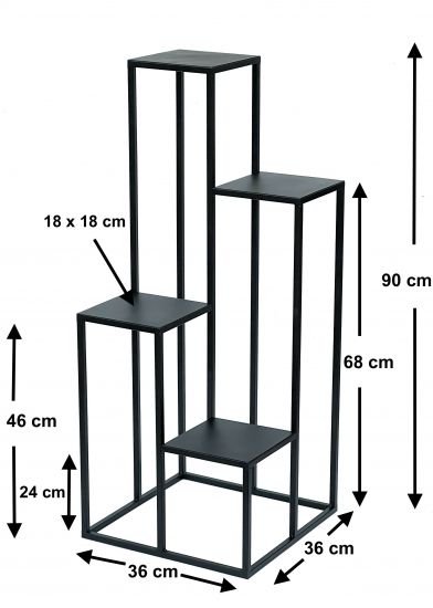 DanDiBo Flower Staircase Metal Black 90 cm Plant Staircase Flower Stand 96354 Flower Column Modern Plant Stand Flower Stool