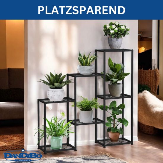 DanDiBo Blumenregal indoor Metall Schwarz 6 Ebenen 96578 Blumentreppe Modern Pflanzentreppe Design Pflanzenregal