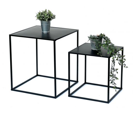 DanDiBo Couchtisch Schwarz Metall 2er Set Beistelltisch Wohnzimmer 96252 Tisch Beistelltisch 52 cm und 42 cm Sofatisch Küchentisch Modern