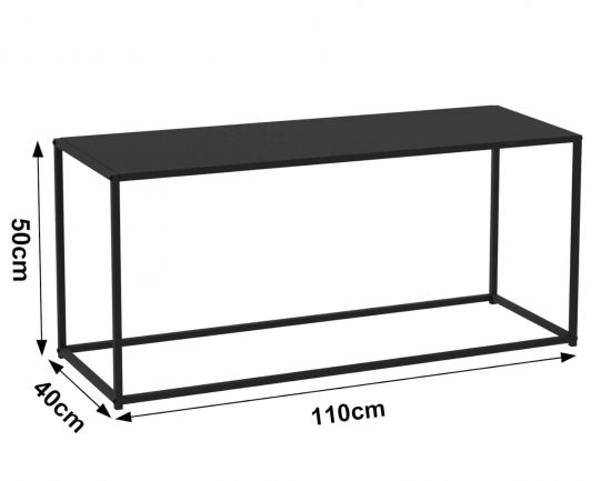 DanDiBo Couchtisch Schwarz Metall Eckig 110x50x40 cm Beistelltisch Wohnzimmer 96470 Tisch Sofatisch Wohnzimmertisch Modern