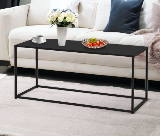 DanDiBo Couchtisch Schwarz Metall Eckig 110x50x40 cm Beistelltisch Wohnzimmer 96470 Tisch Sofatisch Wohnzimmertisch Modern