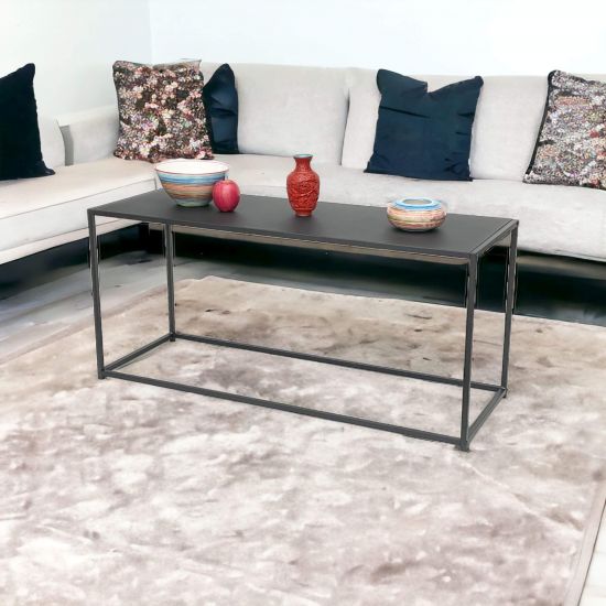 DanDiBo Couchtisch Schwarz Metall Eckig 110x50x40 cm Beistelltisch Wohnzimmer 96470 Tisch Sofatisch Wohnzimmertisch Modern