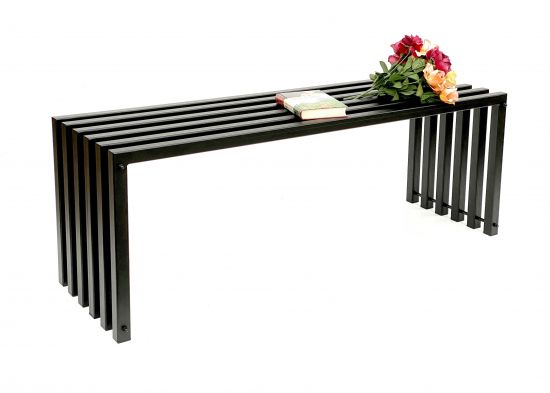 DanDiBo Gartenbank Metall Massiv Wetterfest Schwarz 120 cm Sitzbank Modern 96205 Parkbank Eisen Blumenbank