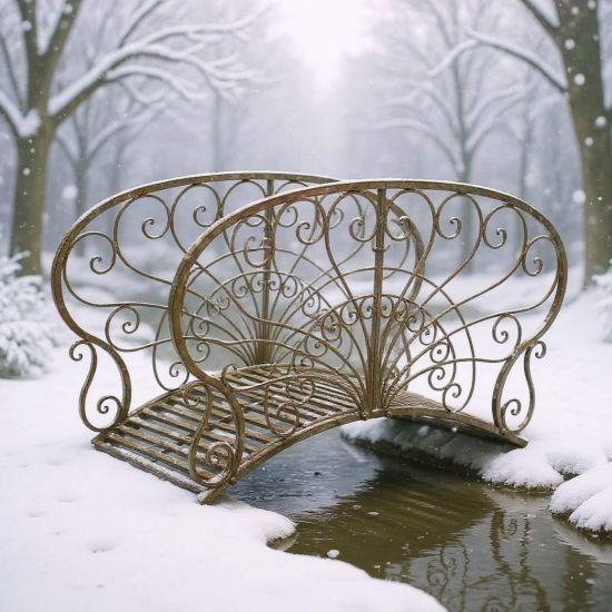 DanDiBo Metal Garden Bridge with Handrails 150 cm Pond Bridge Antique 150106 Garden Bridge Metal Decorative Bridge Garden Furniture Walkway Sturdy