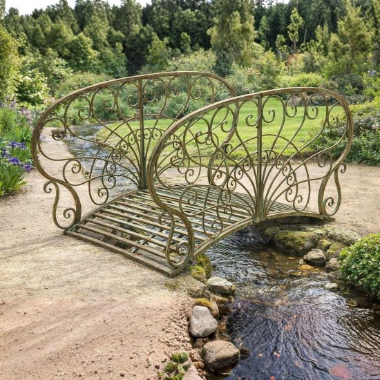 DanDiBo Metal Garden Bridge with Handrails 150 cm Pond Bridge Antique 150106 Garden Bridge Metal Decorative Bridge Garden Furniture Walkway Sturdy