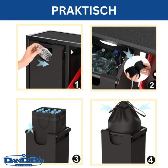 Preview: DanDiBo Getränkekistenregal 4 Kisten mit Ablage Pfandflaschen Sammelbehälter 2 in 1 Metall Schwarz 96647 Getränkeregal Behälter Kistenregal Getränkekistenhalter Getränke Regal