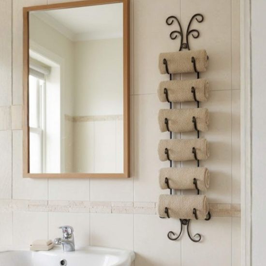 DanDiBo Handtuchhalter Schwarz Wand Bad 568 Badezimmer Handtuchregal Aufbewahrung Badetuchhalter Wandmontage Antik Vintage Wandhandtuchhalter Tower Holder