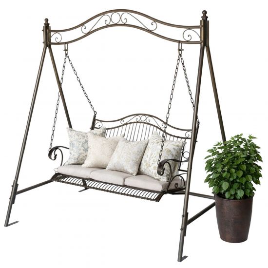 Preview: DanDiBo Hollywoodschaukel 2 Sitzer Metall Antik Gartenschaukel 082505 Schaukelbank Schmiedeeisen Bank Outdoor Wetterfest