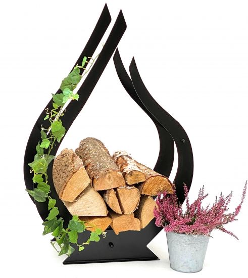 DanDiBo Kaminholzregal Innen Metall Schwarz Innen Kaminholzständer Flamme 79 cm 96169 Holzkorb Kaminholzhalter Feuerholzregal Holzregal