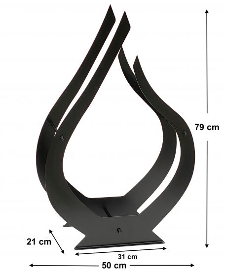 DanDiBo Kaminholzregal Innen Metall Schwarz Innen Kaminholzständer Flamme 79 cm 96169 Holzkorb Kaminholzhalter Feuerholzregal Holzregal