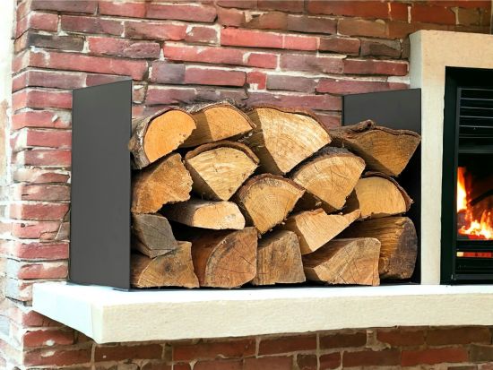 DanDiBo Firewood Rack Indoor Metal Black Firewood Rack with Back Wall Hanging 96432 Wood Basket Firewood Holder