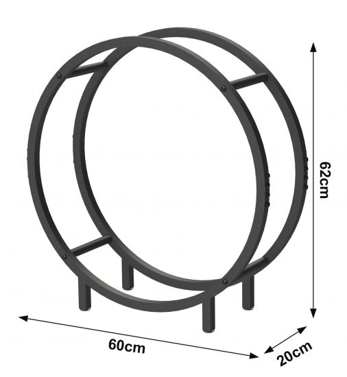 DanDiBo Firewood Rack Indoor Metal Black Standing Round 60 cm Firewood Stand 96468 Firewood Holder Firewood Rack Firewood Rack