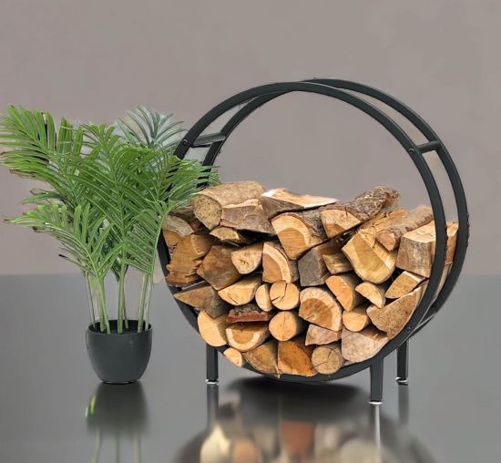 DanDiBo Firewood Rack Indoor Metal Black Standing Round 60 cm Firewood Stand 96468 Firewood Holder Firewood Rack Firewood Rack