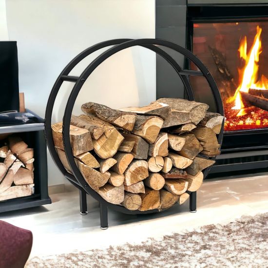 DanDiBo Firewood Rack Indoor Metal Black Standing Round 60 cm Firewood Stand 96468 Firewood Holder Firewood Rack Firewood Rack