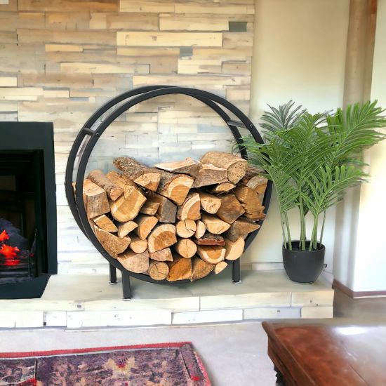 DanDiBo Firewood Rack Indoor Metal Black Standing Round 60 cm Firewood Stand 96468 Firewood Holder Firewood Rack Firewood Rack