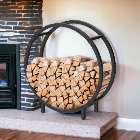 DanDiBo Firewood Rack Indoor Metal Black Standing Round 60 cm Firewood Stand 96468 Firewood Holder Firewood Rack Firewood Rack