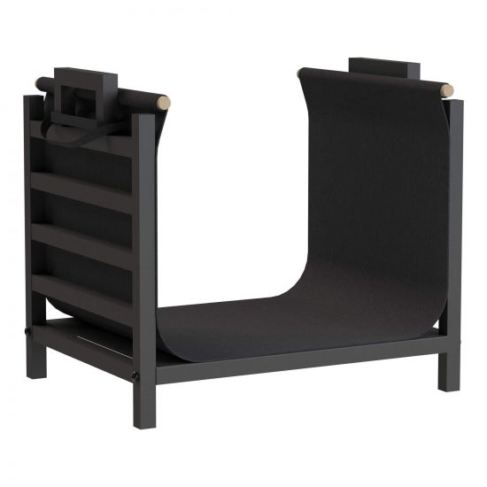 DanDiBo Kaminholzregal Innen Metall Schwarz Stehend mit Tragetasche 45 cm Kaminholzständer 96466 Kaminholzhalter Brennholzregal Feuerholzregal
