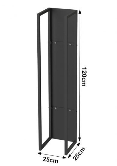 DanDiBo Kaminholzregal Innen Metall Schwarz Kaminholzständer 120 cm mit Rückwand an der Wand Hängend 96465 Holzkorb Kaminholzhalter Holzregal