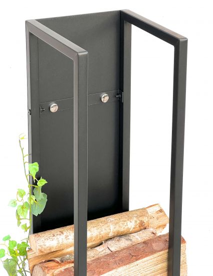 DanDiBo Kaminholzregal Innen Metall Schwarz Kaminholzständer 120 cm mit Rückwand an der Wand Hängend 96465 Holzkorb Kaminholzhalter Holzregal