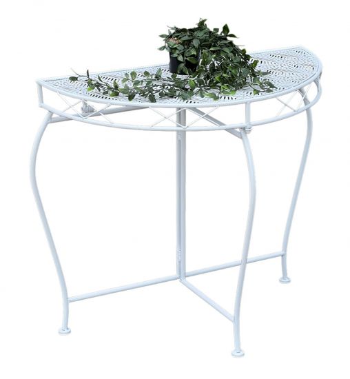 DanDiBo Konsolentisch Wandtisch Weiss 96313 Beistelltisch Metall 75 cm Gartentisch Halbtisch Tisch Halbrund Halbrundtisch Wandkonsole Konsole Wand