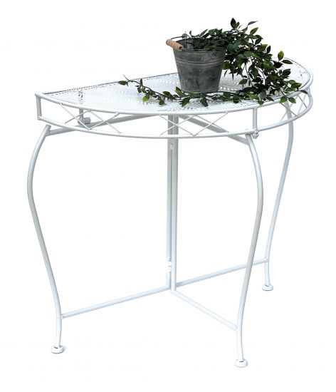 DanDiBo Konsolentisch Wandtisch Weiss 96313 Beistelltisch Metall 75 cm Gartentisch Halbtisch Tisch Halbrund Halbrundtisch Wandkonsole Konsole Wand