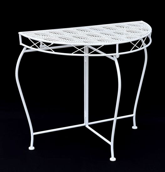 DanDiBo Konsolentisch Wandtisch Weiss 96313 Beistelltisch Metall 75 cm Gartentisch Halbtisch Tisch Halbrund Halbrundtisch Wandkonsole Konsole Wand