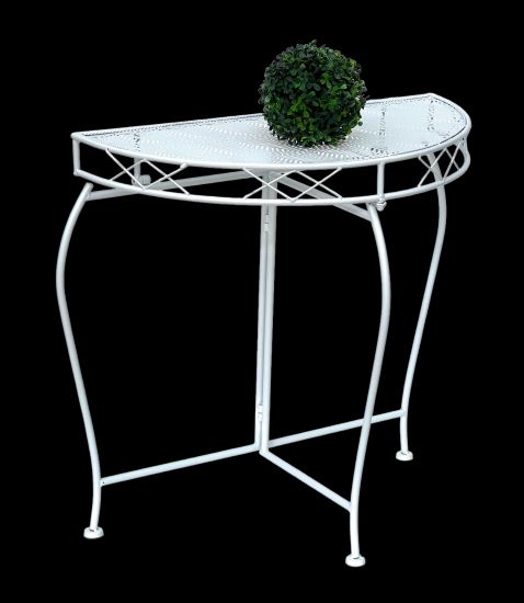 DanDiBo Konsolentisch Wandtisch Weiss 96313 Beistelltisch Metall 75 cm Gartentisch Halbtisch Tisch Halbrund Halbrundtisch Wandkonsole Konsole Wand