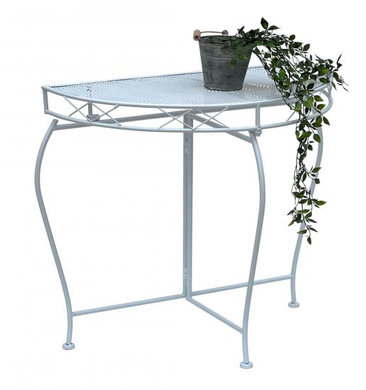 DanDiBo Konsolentisch Wandtisch Weiss 96313 Beistelltisch Metall 75 cm Gartentisch Halbtisch Tisch Halbrund Halbrundtisch Wandkonsole Konsole Wand