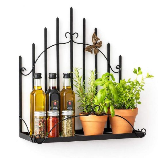 DanDiBo Kräuterregal Kücheregal Balkonregal Wand Metall Schwarz 96237 Wandregal Blumenregal Pflanzenhalter Wandblumenhalter Küche Balkon