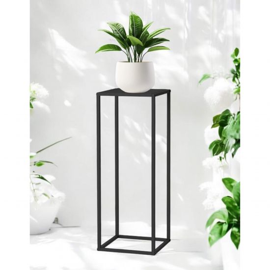DanDiBo Pflanzenständer Metall Schwarz Eckig 80 cm 96588 Beistelltisch Hoch Blumenhocker Blumenständer Design Modern